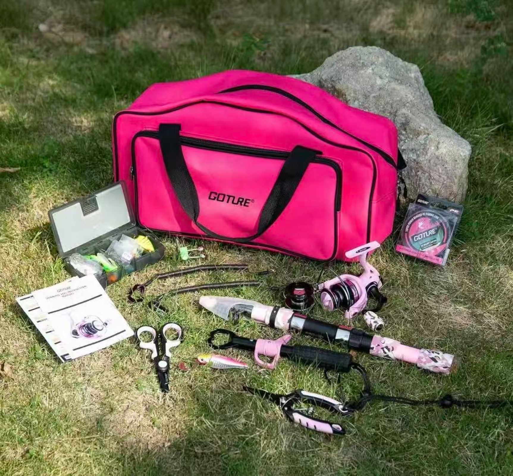 Fishing Lure Spinner - Goture Pink Fishing Rod and Reel