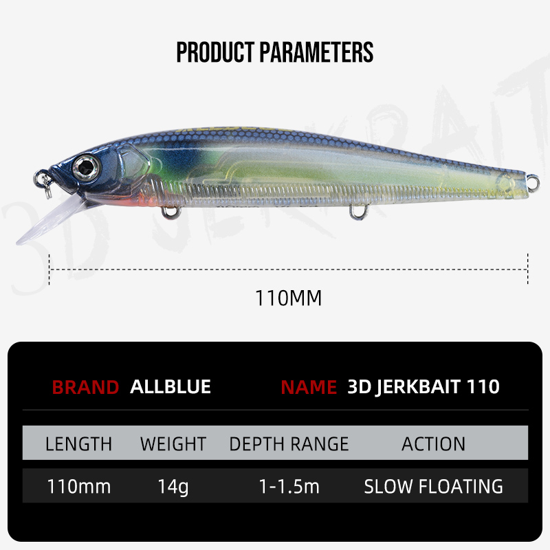 ALLBLUE 3D Jerkbait Wobbler Fi - Fishing Lure Jerkbait recensie en prijs